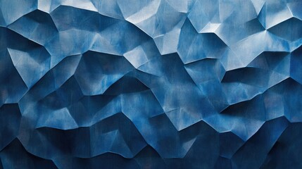 Poster - Textured blue abstract background with geometric layered patterns and copy space for design applications.