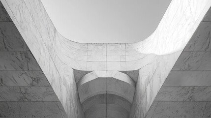 Poster - modern architectural abstract view of a marble structure showcasing geometric lines and shapes with 