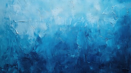 Poster - Abstract blue textured painting with varying shades of blue and hints of light, creating depth and visual interest, ideal for backgrounds or murals. Copy Space.