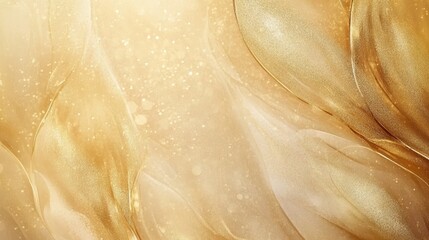 Poster - Abstract gold and beige fluid art background with shimmering glitter and soft textures with Copy Space for text placement