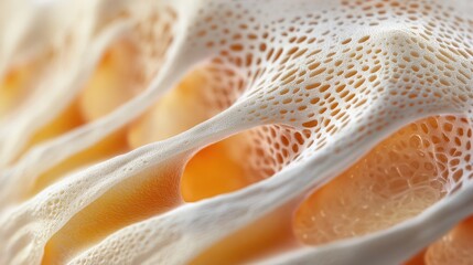 Poster - Close-up macro photograph of intricate textures and patterns on a natural shell, highlighting its porous surface and organic design. Copy Space.