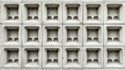 Poster - Concrete block wall texture with repetitive geometric patterns and Copy Space for design purposes