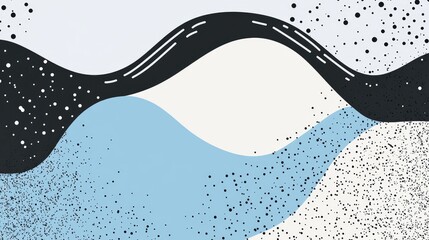 Poster - Abstract geometric waves with dots and textures in monochrome and pastel colors with Copy Space for text placement