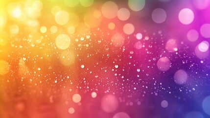 Poster - Colorful bokeh lights background with vibrant hues of pink, yellow, and blue, featuring water droplets and ample Copy Space for text placement.