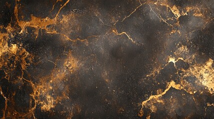 Poster - Black and Gold Grunge Texture with Abstract Patterns and Copy Space for Design Elements