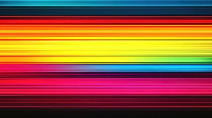 Poster - Colorful horizontal gradient stripes background with vibrant hues of blue, yellow, green, red and magenta, featuring Copy Space for text placement.