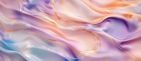 Poster - Cascading pastel crystal water texture on flowing modal fabric in soft purples, pinks, and blues with elegant fluidity for product display.