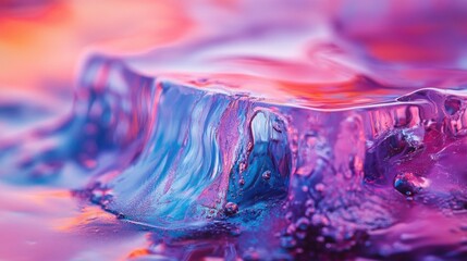 Poster - Colorful abstract water surface with ripples and reflections in vibrant purple and pink tones ideal for creative backgrounds Copy Space