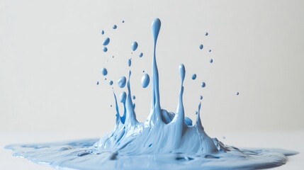 Poster - Blue paint splash with droplets and Copy Space for text on white background