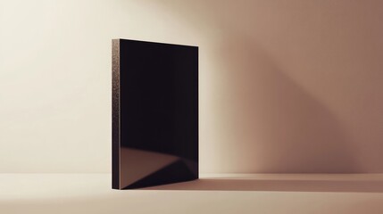 Poster - Minimalist black book cover on a light background with soft shadow and copy space for text or branding design elements.