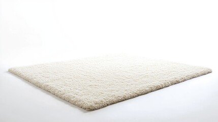 Poster - White shaggy area rug on a white background with ample copy space for text placement.