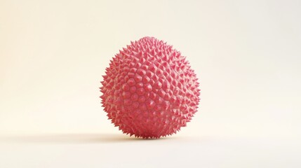 Poster - 3D rendering of a spiked pink spherical object on a light background with copy space for text placement