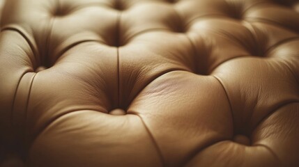 Poster - Brown tufted leather texture with soft padding and subtle wear details suitable for background use Copy Space