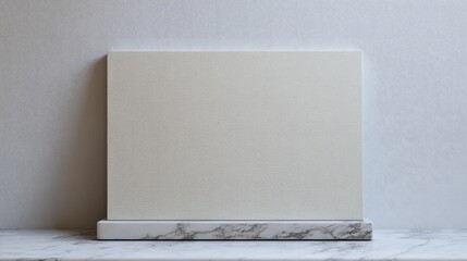 Poster - Minimalist blank canvas with marble base on a textured surface showcasing copy space for artwork or design elements.
