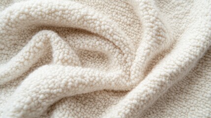 Poster - Soft textured cream colored fabric close-up with folds and wrinkles Copy Space