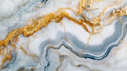 Poster - Abstract marble texture with blue gray and gold veins elegant surface for background design Copy Space