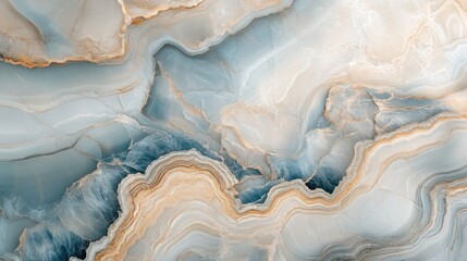 Poster - Abstract marble texture background in soft blue and beige tones with natural patterns and Copy Space for text placement.