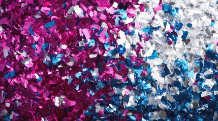 Poster - Colorful glitter texture in shades of pink, blue, and white with reflective particles and Copy Space for text placement