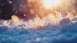 © VirtualVista - Frosted snowflakes glistening in sunlight during winter with blurred background and copy space for text
