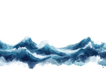 Wall Mural - illustration of an ocean wave with a cloud in the center. on a white background