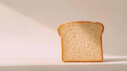 Aufkleber - Whole Wheat Bread Slice on Neutral Background with Soft Shadow and Ample Copy Space for Text in Light Beige Tones