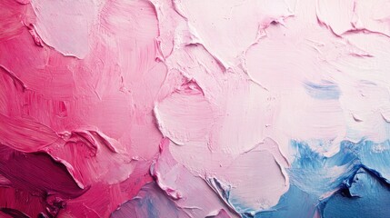 Poster - Intricate oil paint texture in soft pink and blue hues showcasing detail with ample negative space for text placement in modern artistic design.