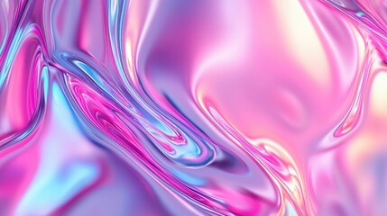 Poster - Abstract fluid art background in pastel pink and blue colors with smooth, glossy surface and Copy Space for text placement.