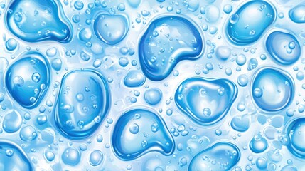 Aufkleber - Realistic close-up of blue water droplets on a light blue surface with ample empty space for text and graphic design applications