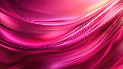Aufkleber - Close up of vibrant pink satin fabric with smooth flowing curves against an elegant backdrop showcasing bright silky texture and ample copy space.