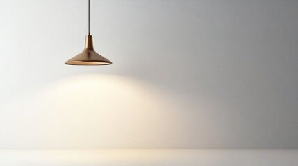 Poster - Modern pendant light illuminating a plain wall space with copy space for text placement.