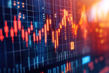 Poster - Close-up view of a stock market chart displayed on a computer screen, suitable for financial or business-related uses
