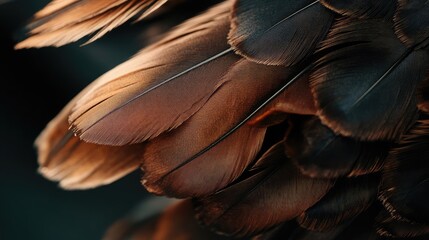 Aufkleber - Detailed close-up of male peacock feathers in brown and black with space for text.