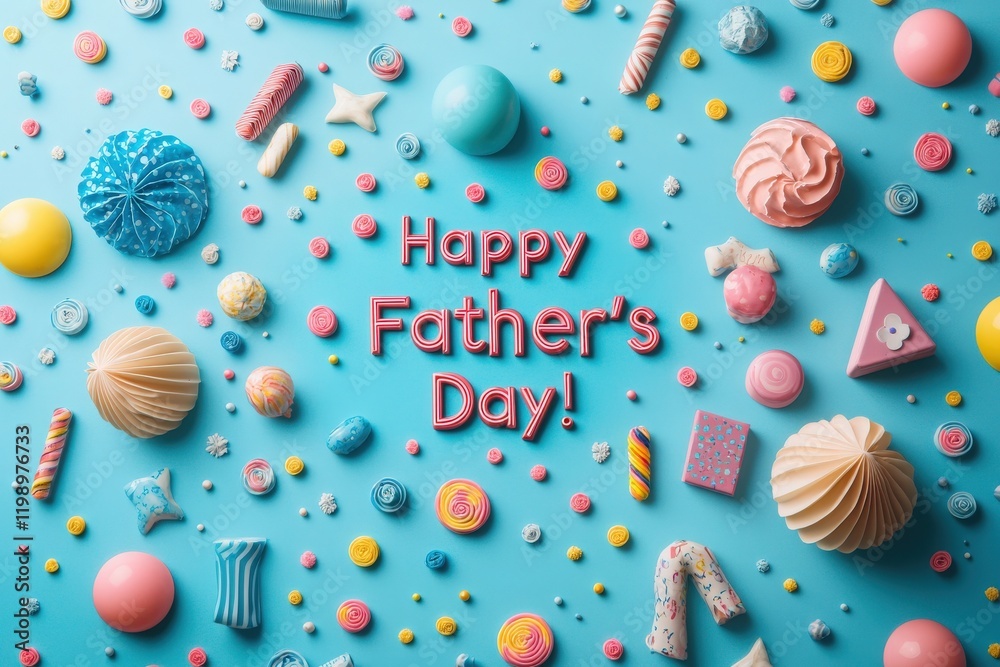 A vibrant display of assorted colorful candies and sweets crafted for Fathers Day.