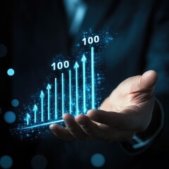 Poster - A businessman holding up a graph or chart, possibly explaining data or making a presentation
