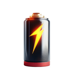 Aufkleber - A 3D rendered image depicts a cylindrical battery with a lightning bolt symbol, signifying high power and energy storage.