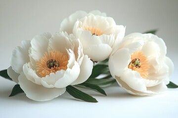 Poster - A bouquet of white flowers placed on a table, ideal for decoration or as a still life composition