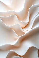 Poster - Soft, wavy clay textures in white and beige create a minimalist abstract background with organic shapes and gentle shadows, providing ample space for text overlay in a modern composition