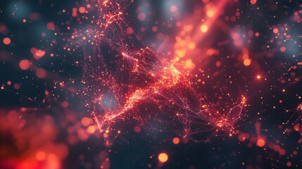 Poster - abstract network connectivity concept with interconnected nodes and lines - futuristic technology, digital communication, wireless signal, global network, data transmission.