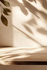 Poster - Smooth light wooden planks catch soft natural light and gentle shadows, creating a calming atmosphere against a clean beige backdrop, ideal for mindful activities or relaxation