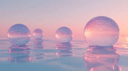 Aufkleber - Abstract glowing orbs floating in a calm blue void, symbolizing mental clarity and balance