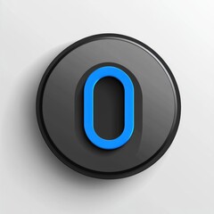 Poster - a small black button with a blue oval shape and an 'o' in the center, suitable for use as a design e