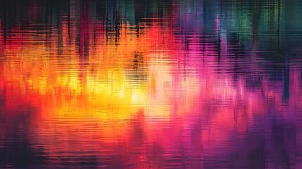 Aufkleber - Sunset reflections on a rippling lake, blending vibrant real-world hues with glowing abstract tones