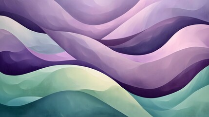 Aufkleber - Smooth arcs in lavender and sage green, flowing across the canvas like a gentle breeze