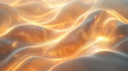 Aufkleber - Gentle curves of glowing light in soft gold, weaving through a misty background