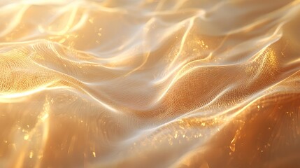 Aufkleber - Gentle curves of glowing light in soft gold, weaving through a misty background