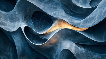 Poster - Close-up of smooth, glowing patterns resembling flowing lava, but in cool tones of blue and gray