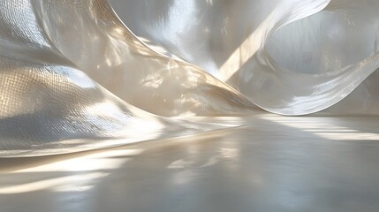 Poster - A flowing ribbon of light casting soft shadows on a smooth, reflective surface