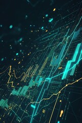 Poster - A sleek and modern finance-themed backdrop displays glowing graphs and data lines in vibrant blue and green. The dark gradient background offers ample blank space for text overlay