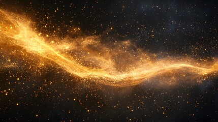 Poster - Soft glowing particles drifting in slow motion, creating trails of light in a dark void