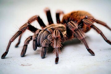 Poster - A close-up shot of a large spider sitting on top of a white surface